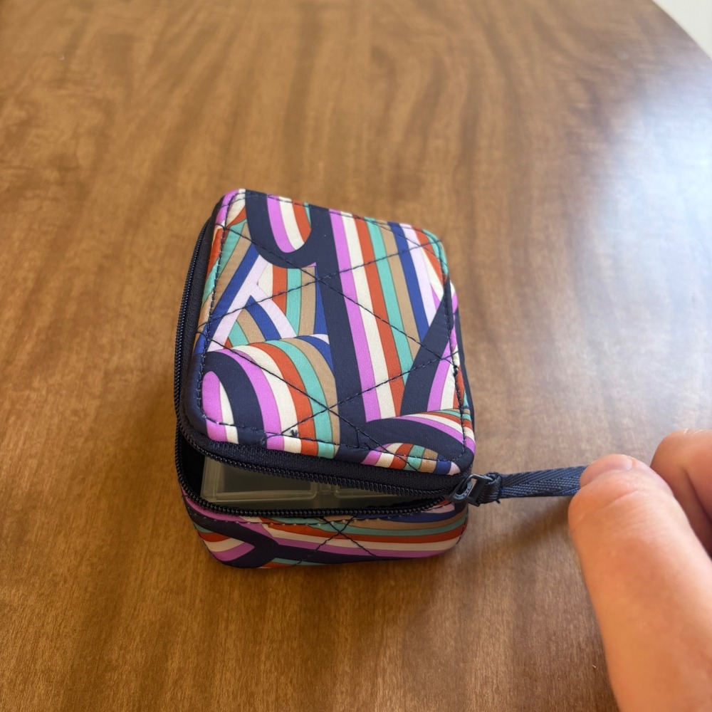Vera Bradley Pill Case Women OS Quilted Geometric Swirl Travel Organizer Multi